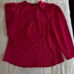 Express Fuchsia V-Neck Blouse